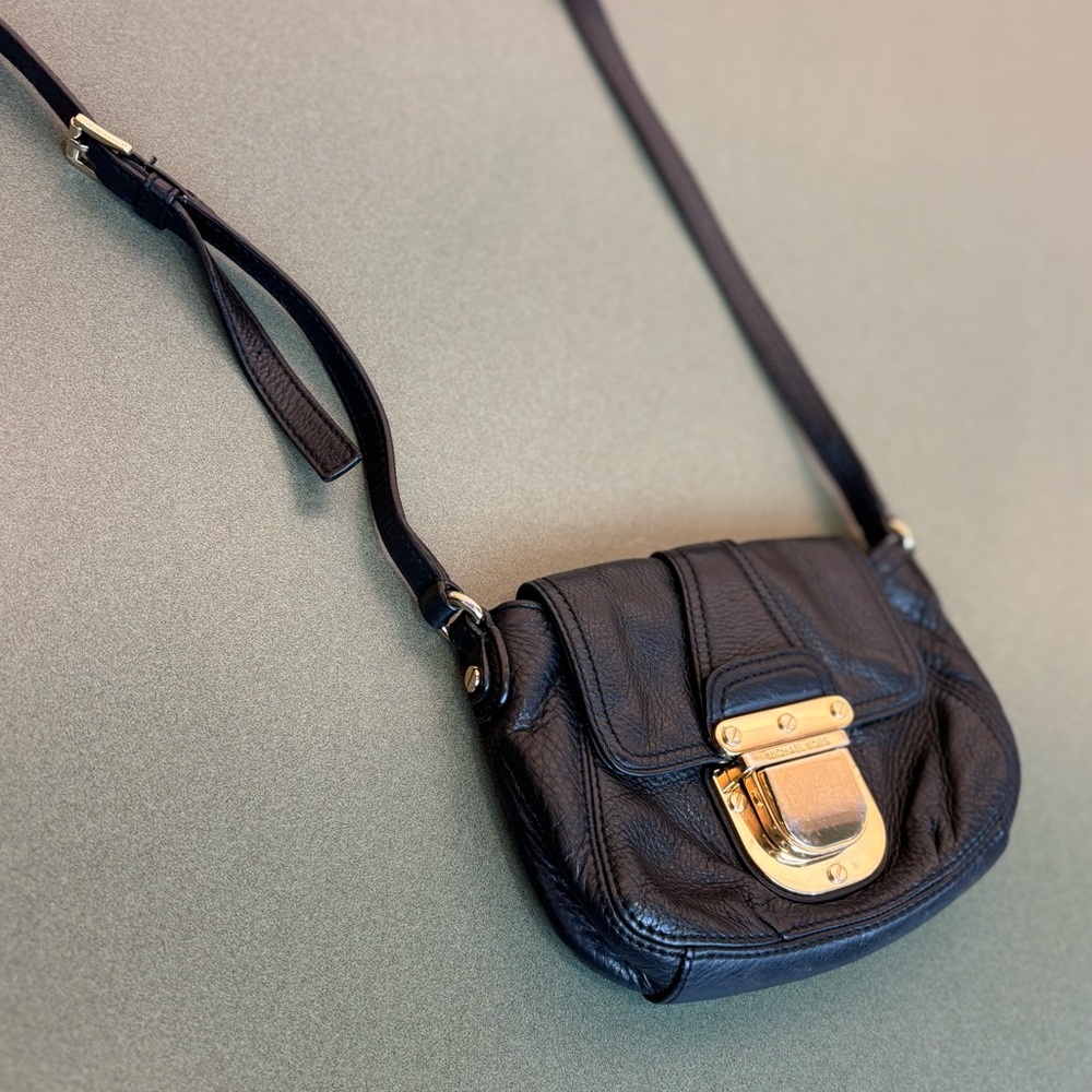 Michael Kors Black  Small Leather Crossbody Bag with Adjustable Strap